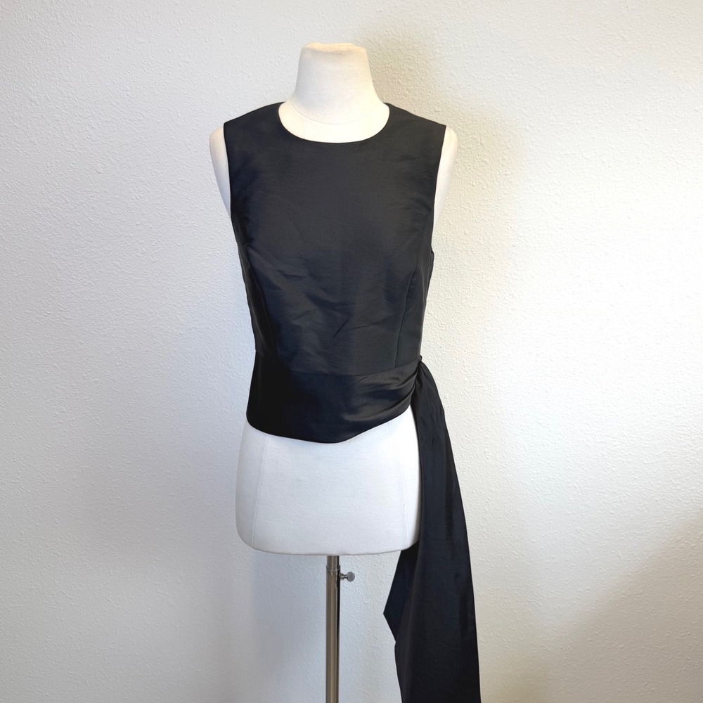 NWT Sachin Babi Black Sleeveless Drape Blouse Womens 4 Black Tie Career Luxury
